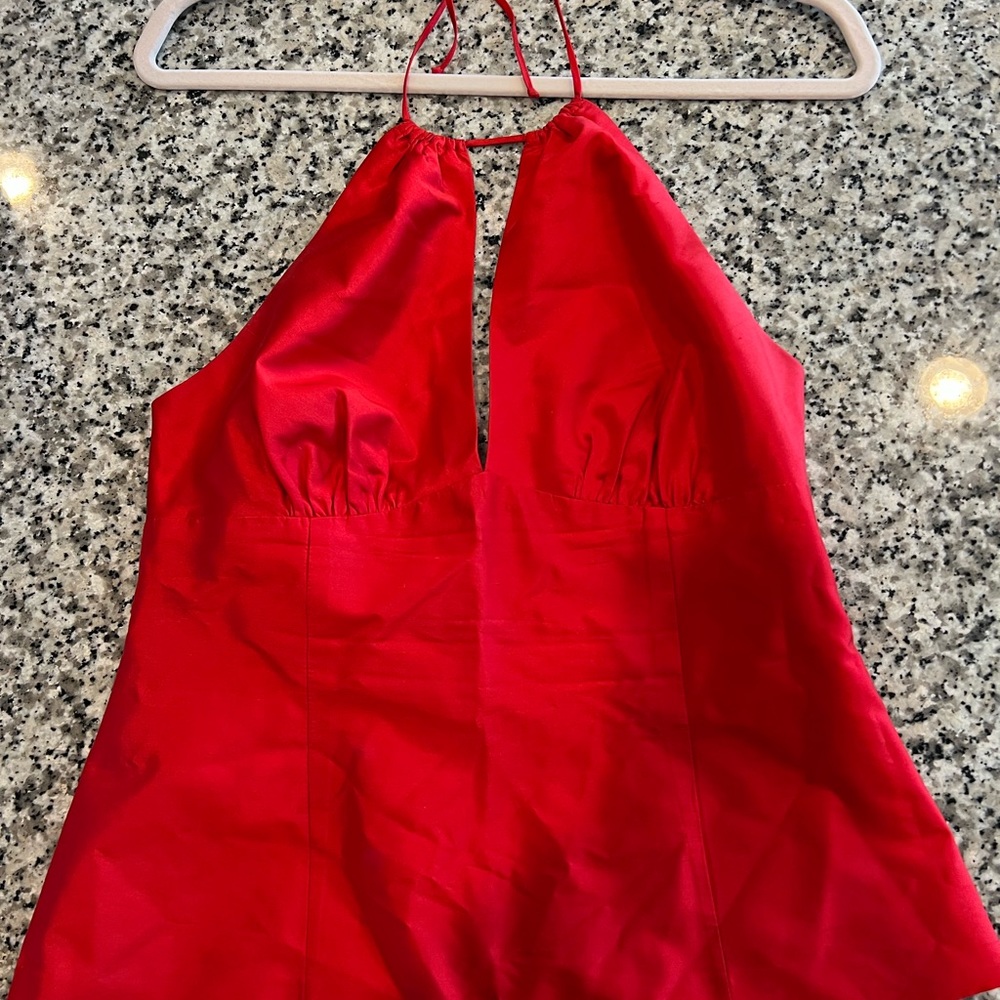 Gorgeous Trina Turk red halter top. 100% silk.